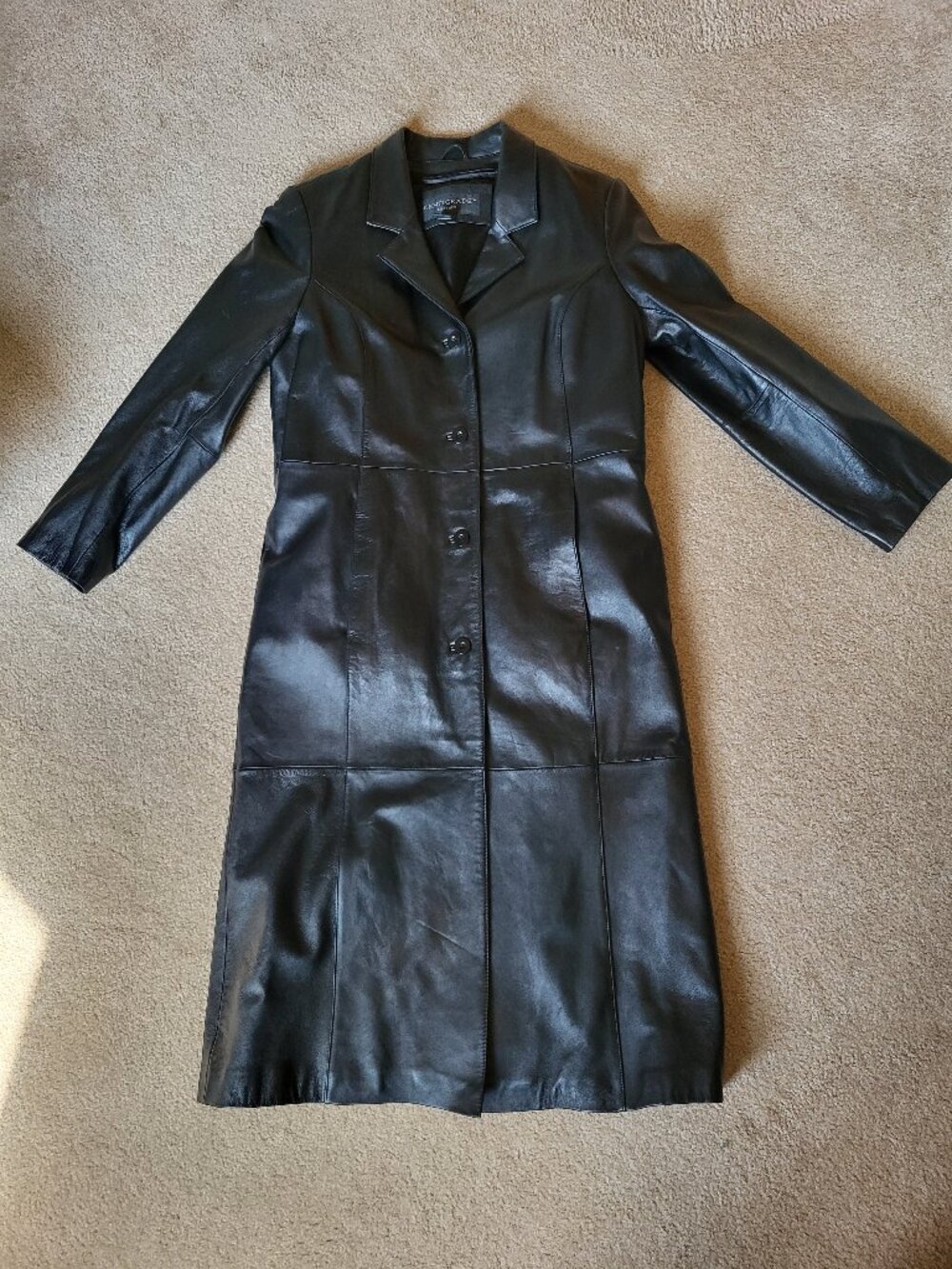 Centigrade black leather trench coat